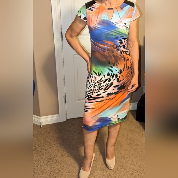 Colourful Midi Dress Size S - Picture 1 of 4